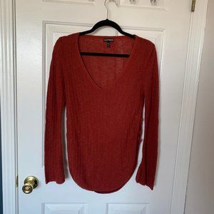 Super Soft Lightweight Rust Orange V-Neck Sweater!
